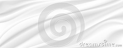 The luxury of white fabric texture background.Closeup of rippled white silk fabric. Vector Illustration